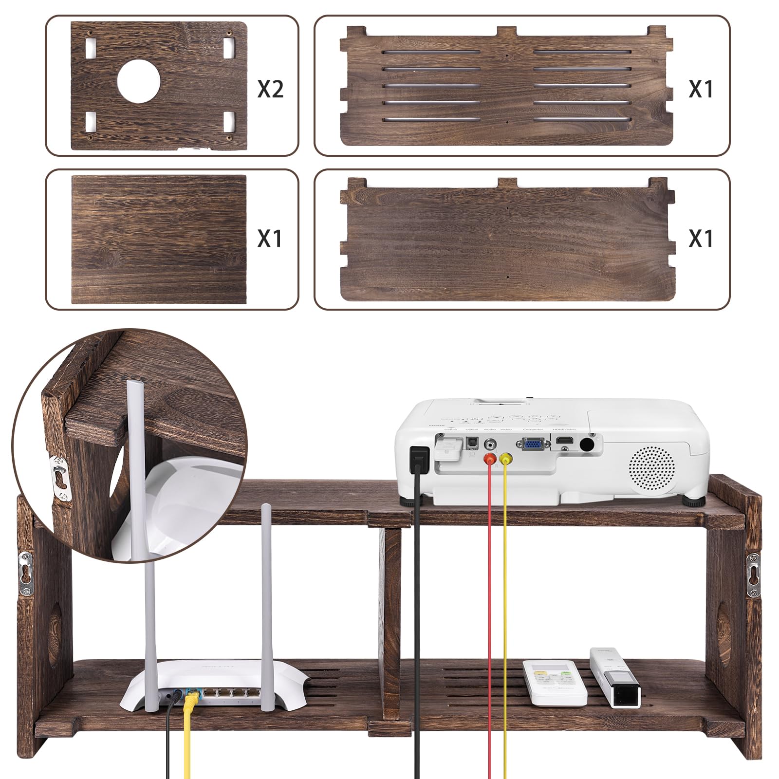 Schwimmende Regale Projektorregal Rack tv Wandhalterung Halter Ständer WiFi Router Aufbewahrungsbox Modem Kabelbox Abdeckung Hider für Xbox DVD Player Spiele Konsolen