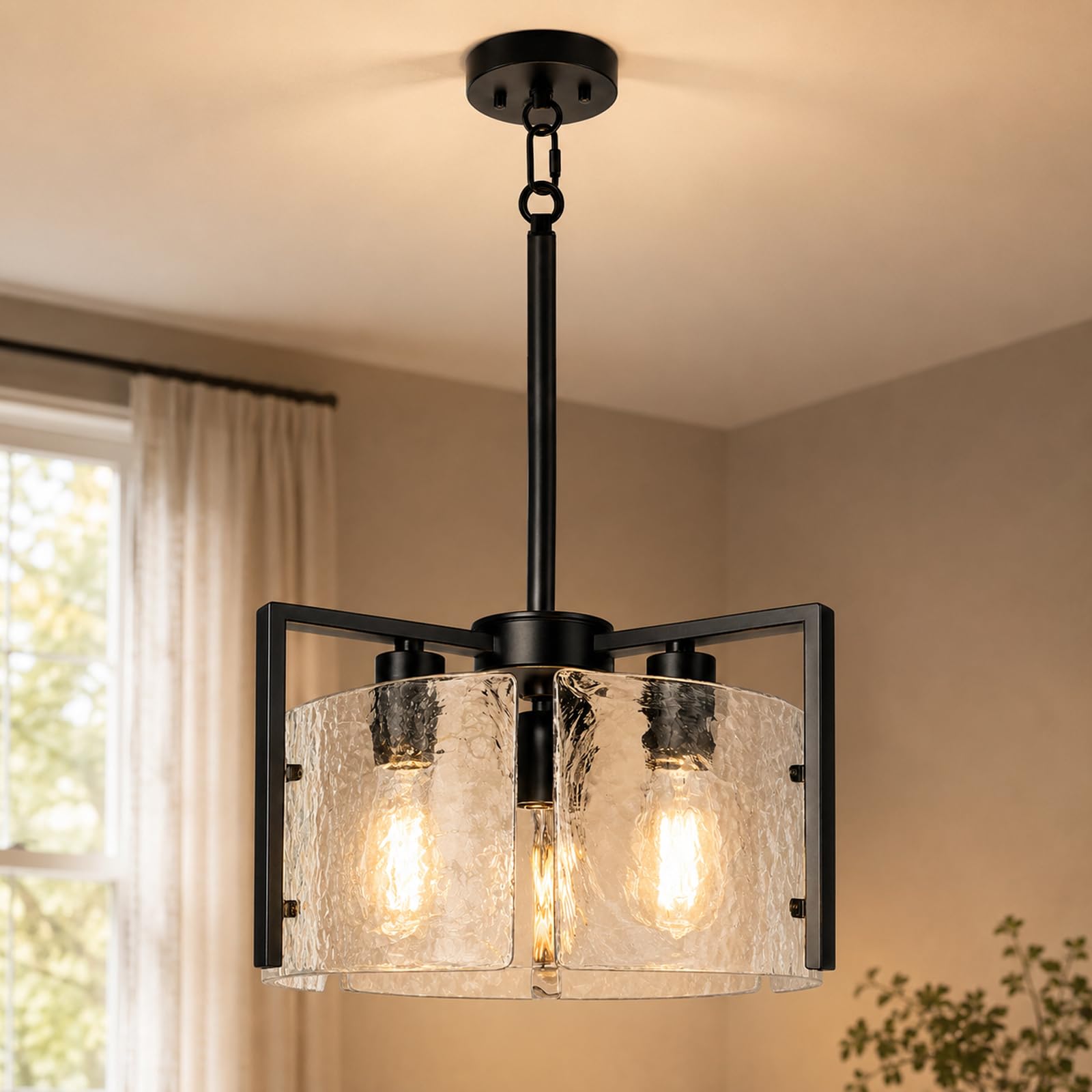 Photo 1 of govahb Black Chandelier with Clear Glass Shades, 14.2" WideX0055AE5GL