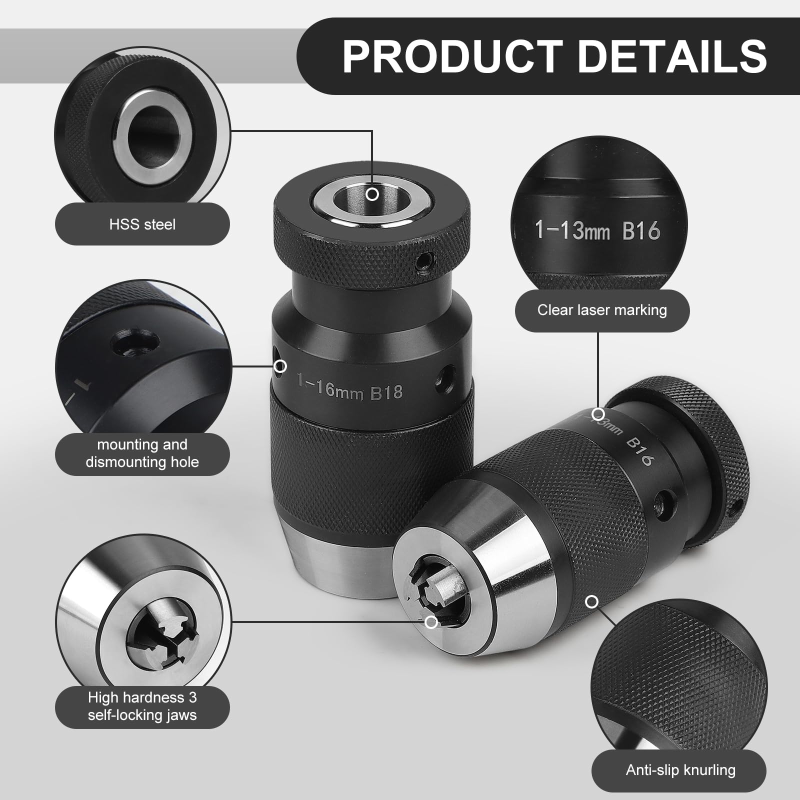 Mandrin Sds Mandrin De Perceuse Sans Clé, Mandrin Auto-serrant, Capacité De 1 à 16 Mandrin Tour A Bois