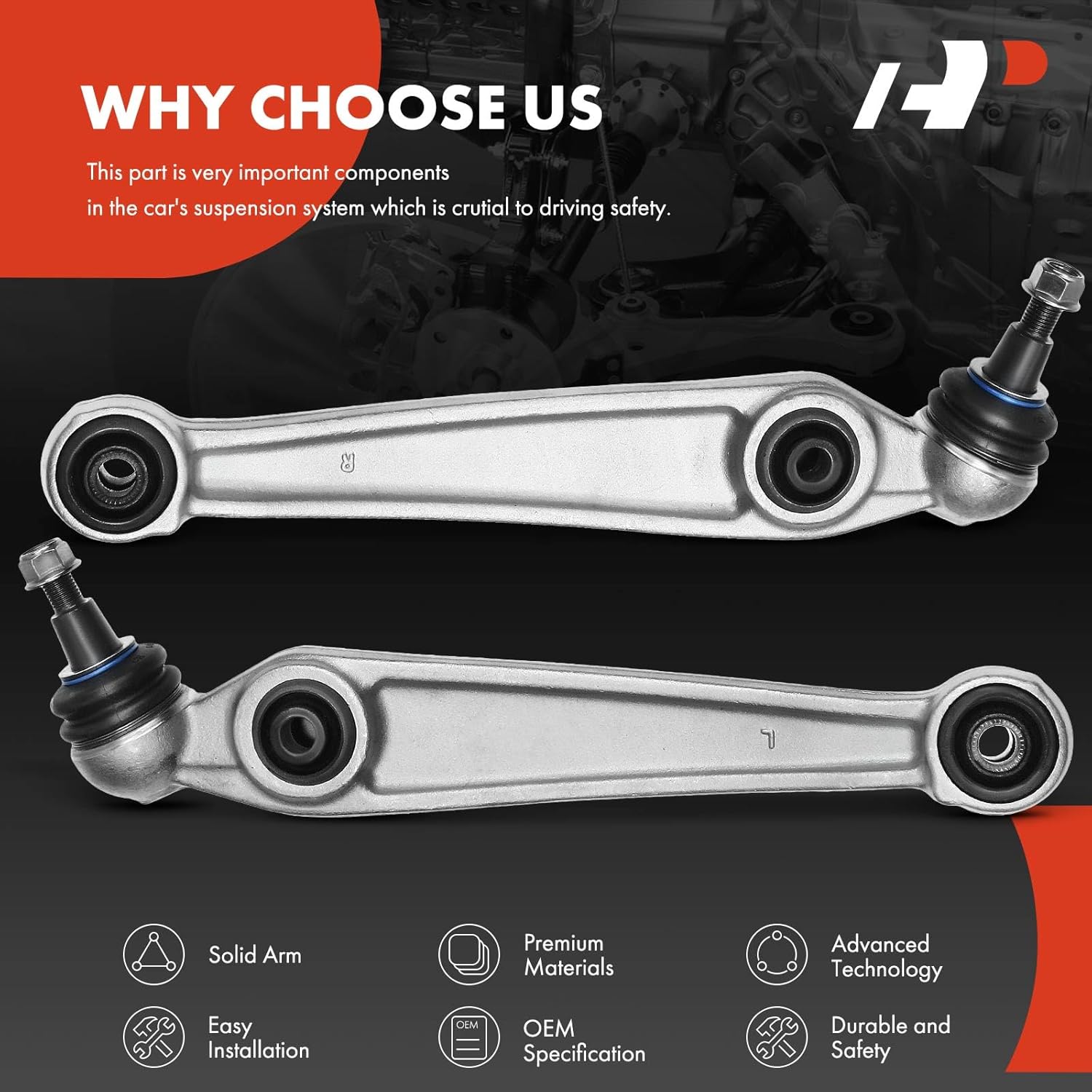 A-Premium 2 x Front Rearward Lower Control Arm, with Ball Joint & Bushing, Compatible with BMW X5 2007-2013, X6 2008-2014