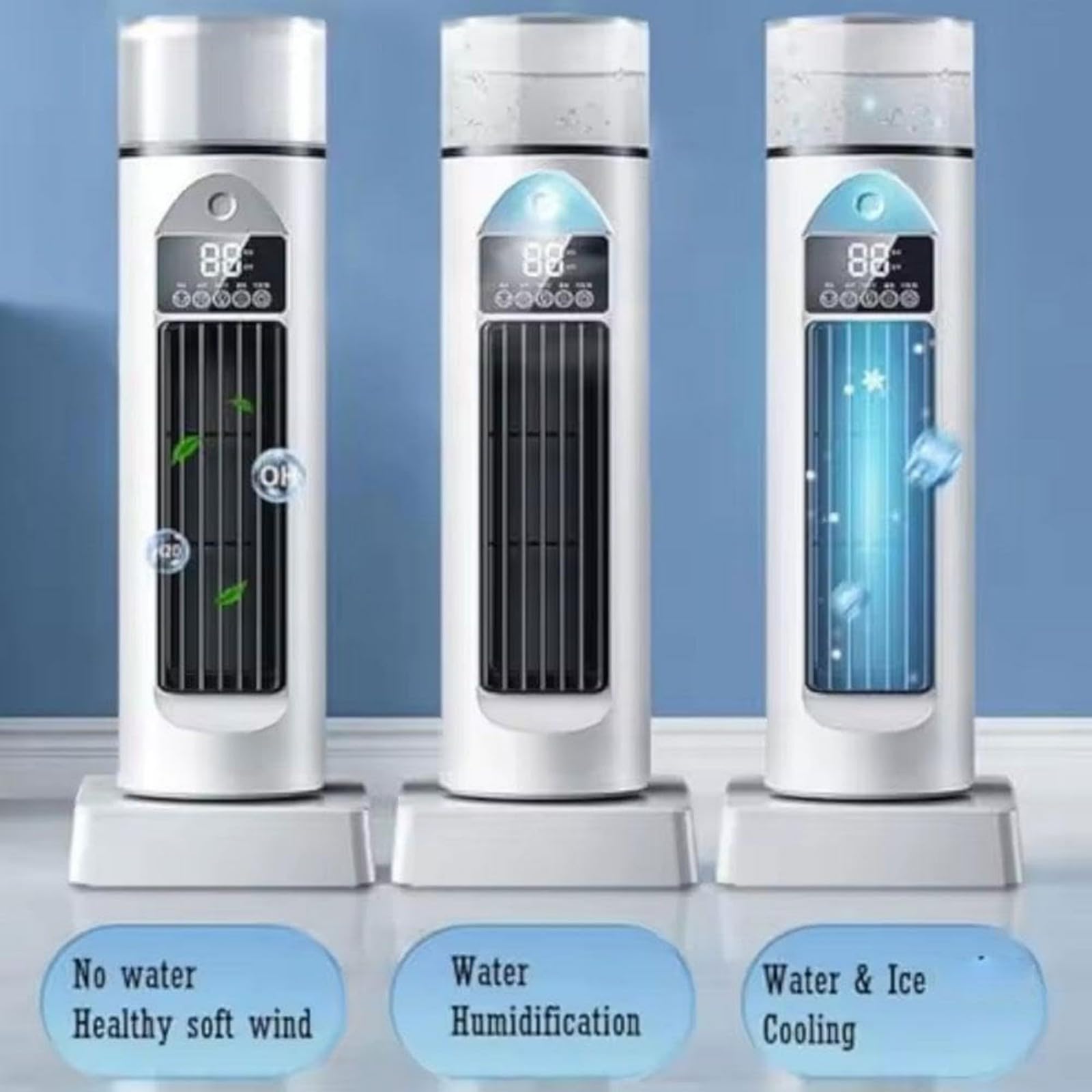 Tower AC Klimaanlage, Raumkühler Ventilator Tragbare Klimaanlagen, Leise Oszillierende Bladeless Kühler mit Fernbedienung für Schlafzimmer Büro Wohnheim (Schwarz)