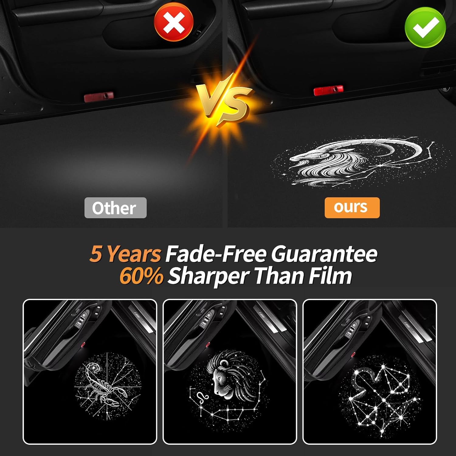 Never Fade Custom Zodiac Sign Door Lights for GMT800 Platform Vehicles (1999-2006 Tahoe/Yukon/Avalanche) | Never-Fade 3D Star Projector with Aerospace Aluminum Cooling System (Leo)