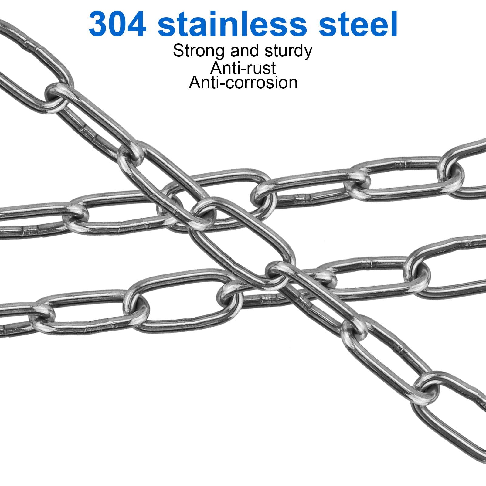 Stainless Steel Chain 3 Metres Length,Metal Chain,Link Chain,2mm Thick Light Duty Chain Links for Home Outdoor Camping Hanging Pet Chain Prevention Theft - Image 4
