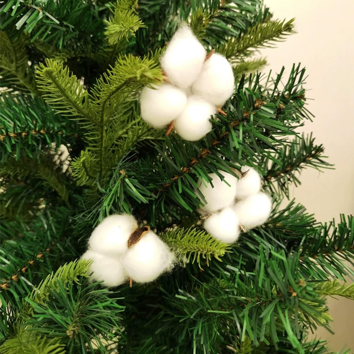 Bawełniane kule z suszonych kwiatów, naturalna bawełna, bukiet suszonych kwiatów, gałązki bawełny, dekoracja wazonu, dekoracja weselna, dekoracja stołu, białe, 72 sztuki