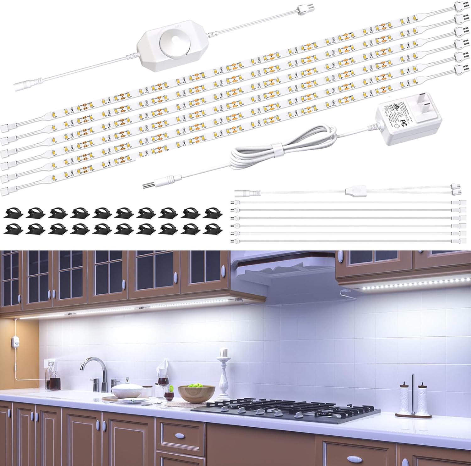 Hensam 6 PCS Under Lighting Kit20 Inch Dimmable Closet Lights