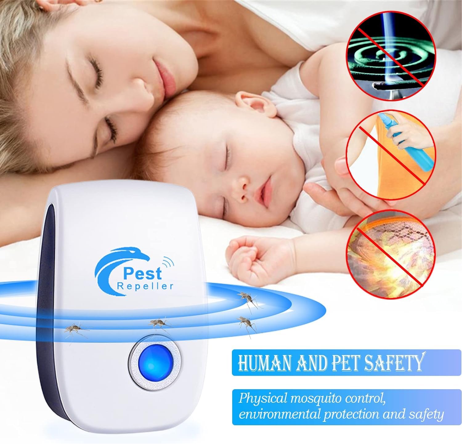 Repelente Ultrasónico de Plagas, 4 Pack Electrónico Repelente Mosquitos Insectos Control de Plagas,Repelente Ultrasónico Ratas para Interiores Anti Cucarachas, Moscas, Mosquitos, Ratones, Arañas - 4