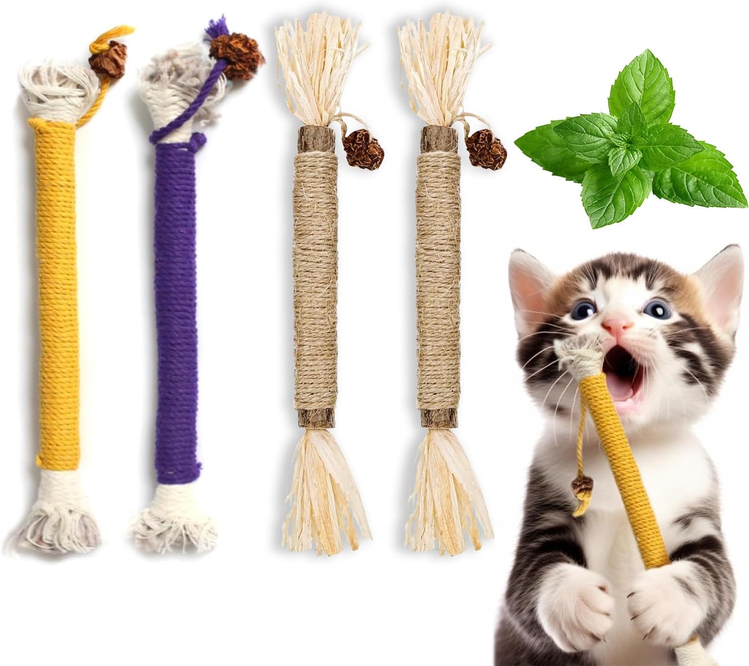 SUOXU Catnip Toy Silvervine Chew Sticks,Interactive Cat Toy for Indoor Cats, Natural Cat Kitten Teething Chew Toy, Suitable For Teeth Cleaning and Stress Release Catnip Toy Chewing Rope SUOXU Catnip Toy Silvervine Chew Sticks,Interactive Cat Toy for Indoor Cats, Natural Cat Kitten Teething Chew Toy, Suitable For Teeth Cleaning and Stress Release Catnip Toy Chewing Rope