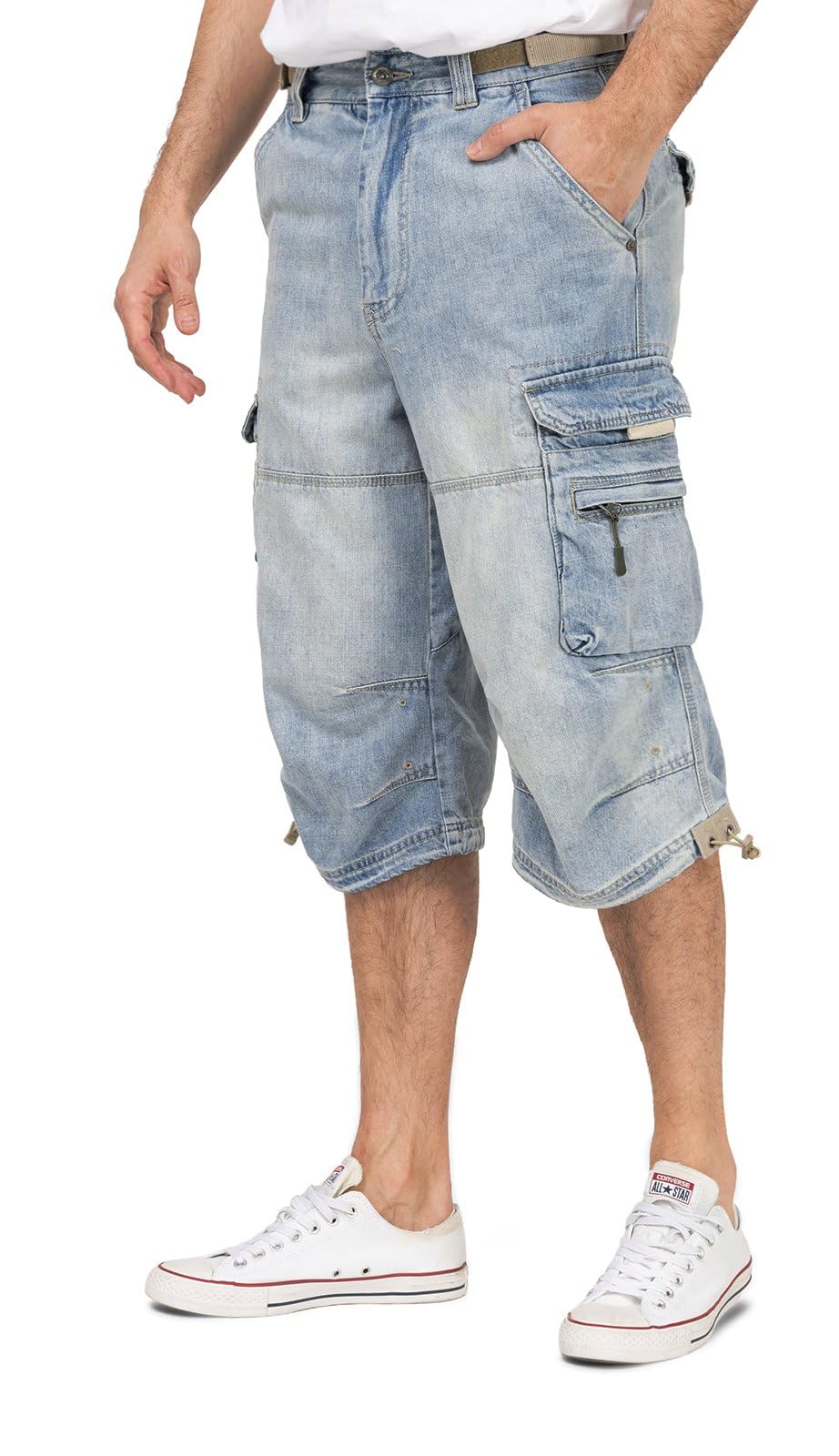 Jet Lag Herren 3/4 Cargo Shorts Safety B Kurze Hose mit Seitentaschen