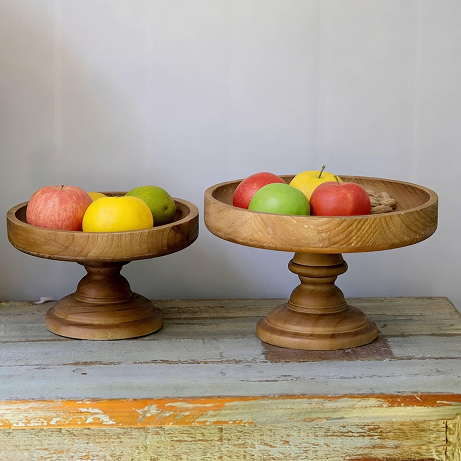 Soporte para Postres Plato Servidor, Juego De 2 Soportes De Madera para Frutas GX-3079 Grande Y Pequeño
