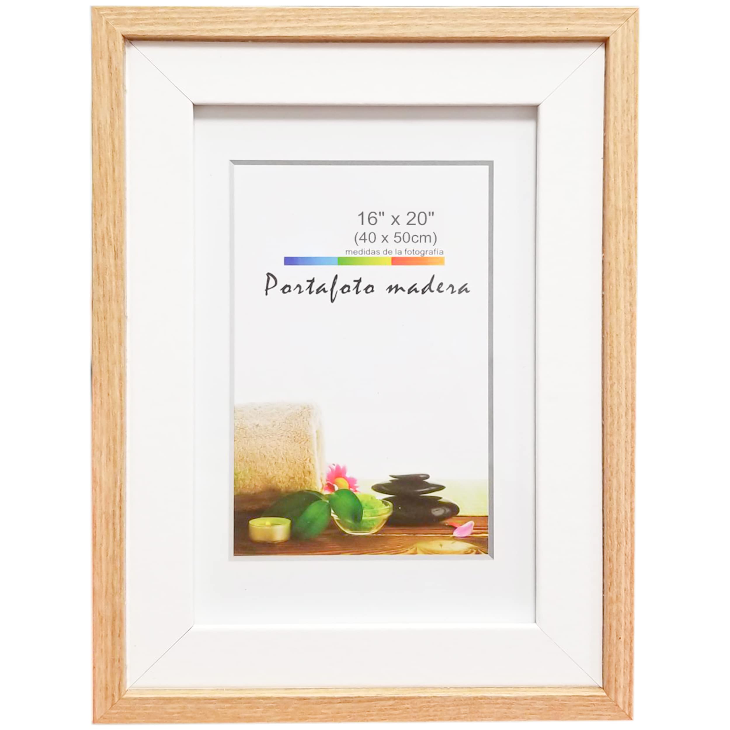 Marco de Foto Decoración 40cm x 50cm Madera con Doble Capa de Marco Fino (Madera Blanca 16"x 20" Pulgadas)