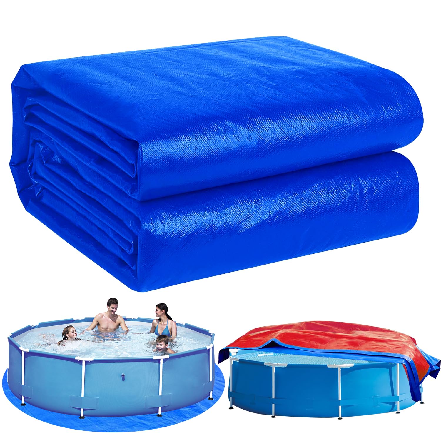 YumSur Bâche de sol de piscine, rectangulaire, 4,6 m, tapis de protection de sol pour extérieur, pliable, pour bateaux gonflables, pataugeoires