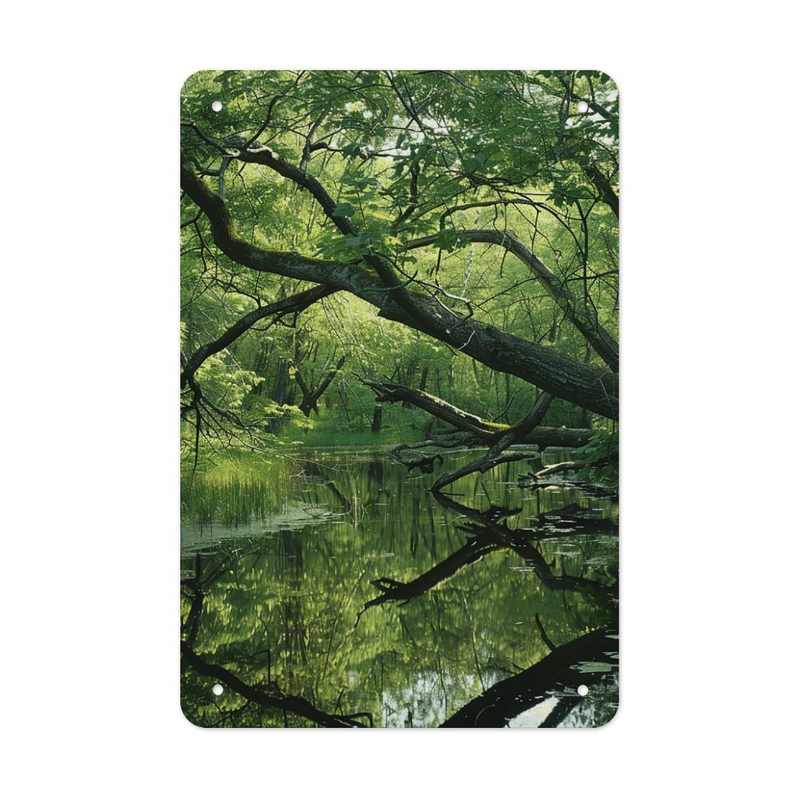 QMNLKH An Ancient Swamp Plaques for Wall Decor, Personalized Metal Tin Sign for Home, Multifunctional Poster for Office, Fashion Painting for Hallway, Wall Art Pictures, 7.9x11.8Inch