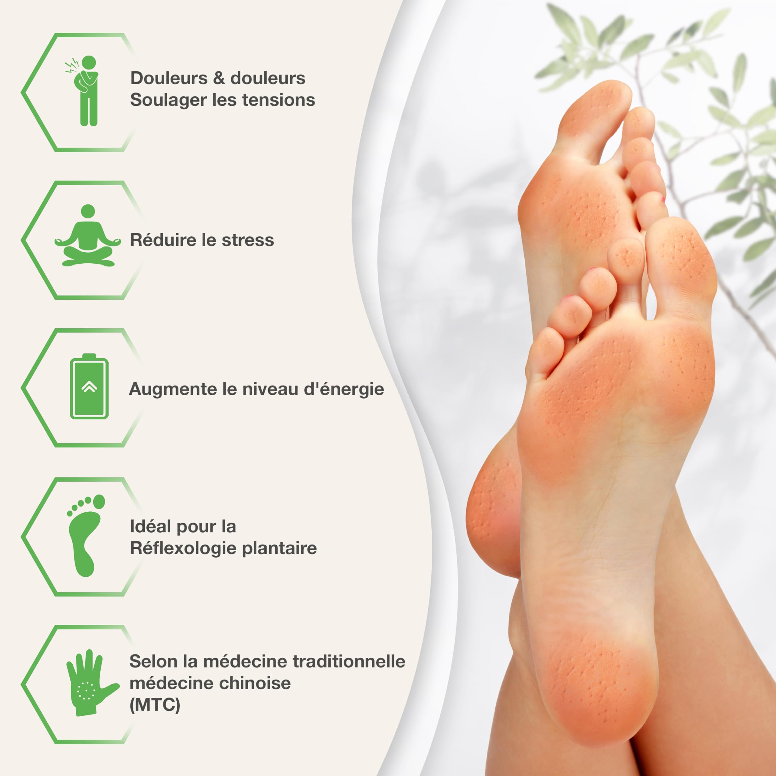 BACKLAXX® Tapis d'Acupression pour Pieds 2116 Picots, Tapis Massage Pieds