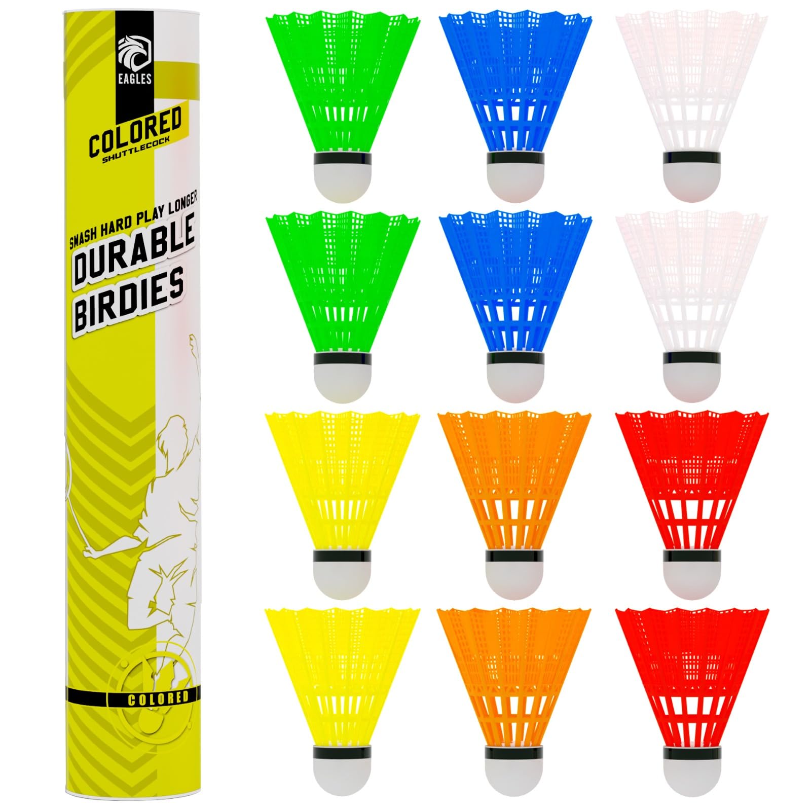 EAGLES Badminton Birdies - Nylon Bedminton Shuttlecocks for Softball/Baseball Batting Training - Highly Stable &amp; Durable 24 Pack, 12 Pack or 6 Pack Shuttle Balls