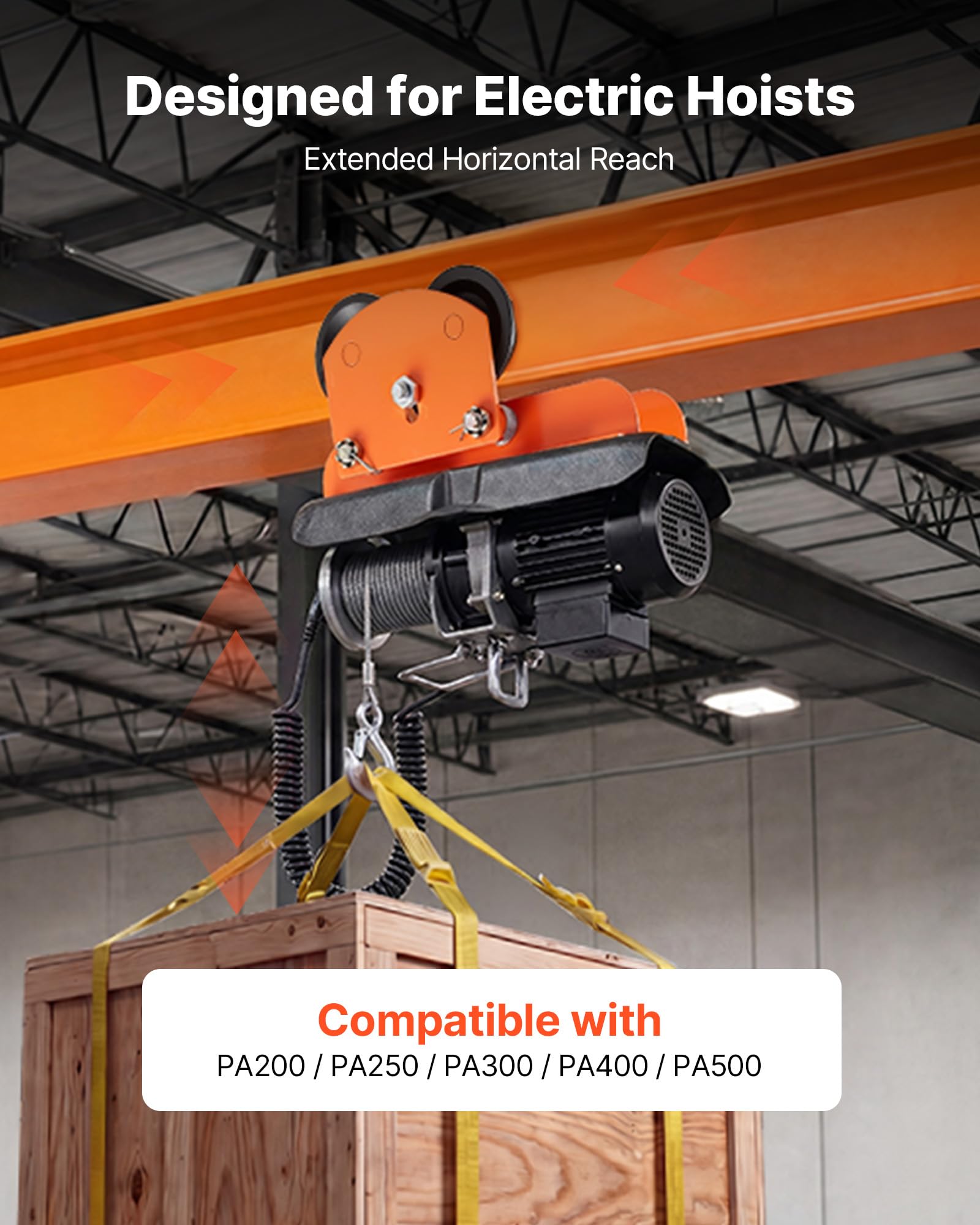 VEVOR Carrello per Trave a I, Carico 0,5 T, Larghezza Regolabile 68–110 mm, Carrello a Spinta per Paranco Elettrico a Doppia Ruota Scorrevole, Adatto per PA200–PA500, per Travi a I Dritte e Curve
