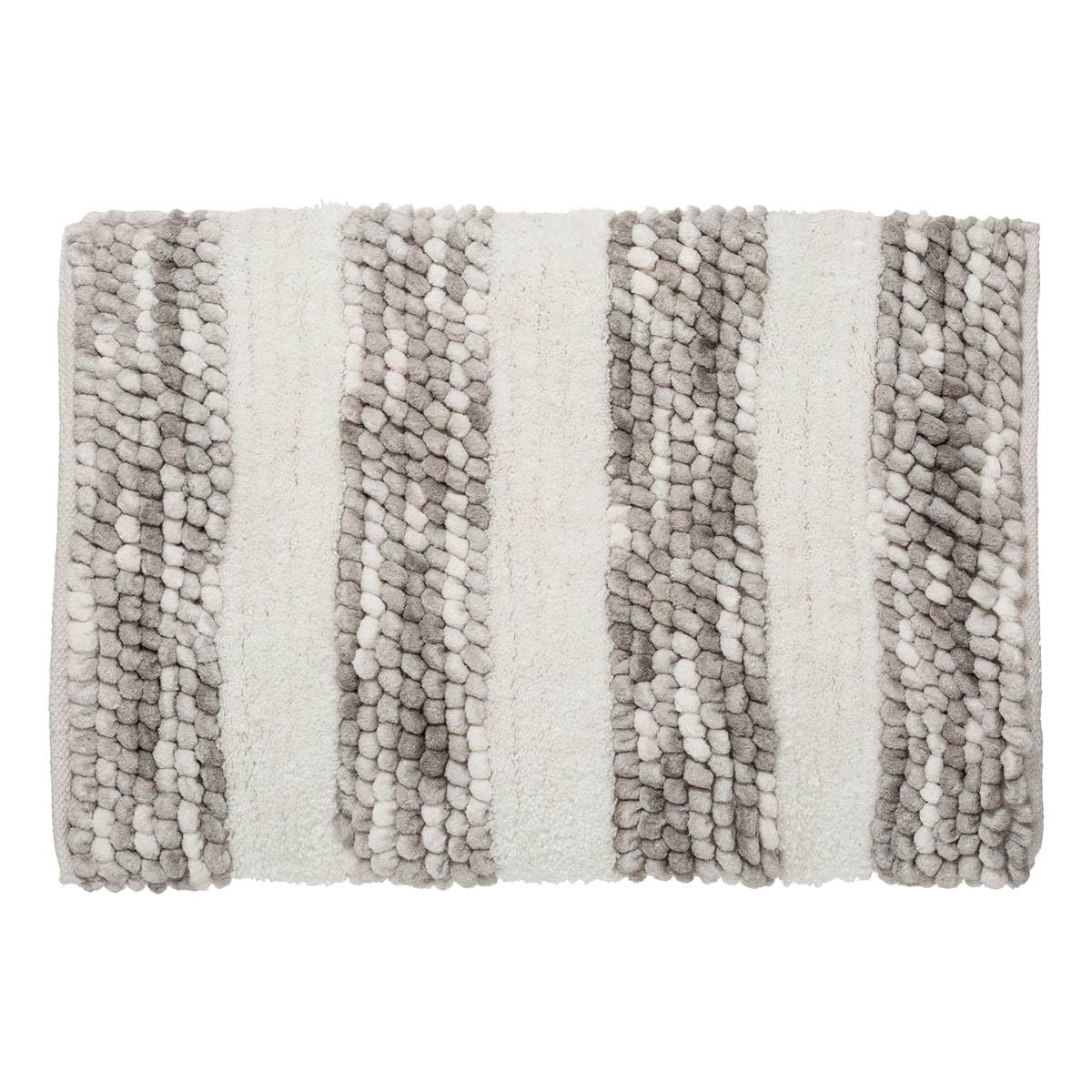 Tapis epais raye anti glissade gris 50x75 cm pour sortie de bain
