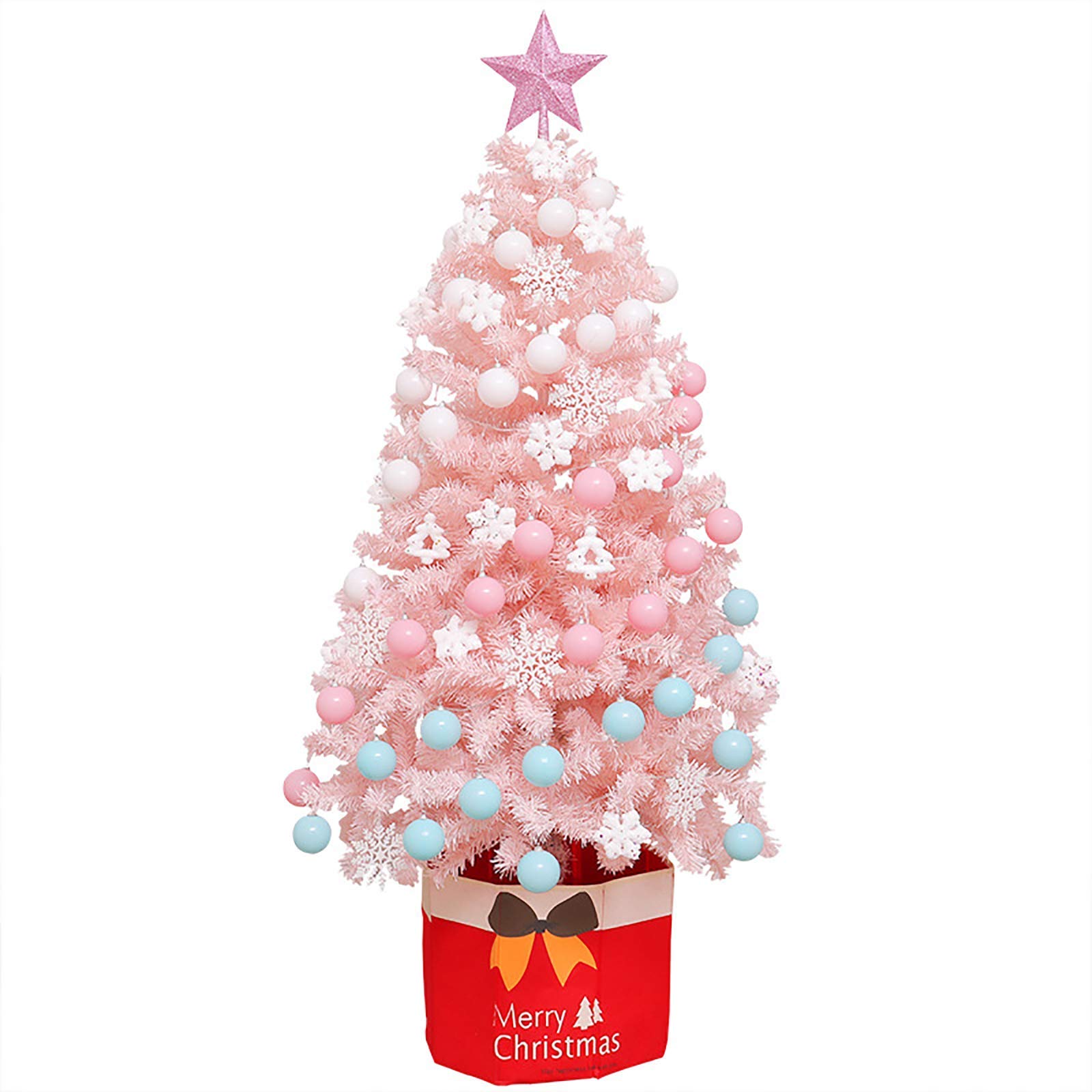 Medio árbol De Navidad | Árbol De Fiestas Artificial Con Soporte PVC Rosa 180 Cm CFW134152