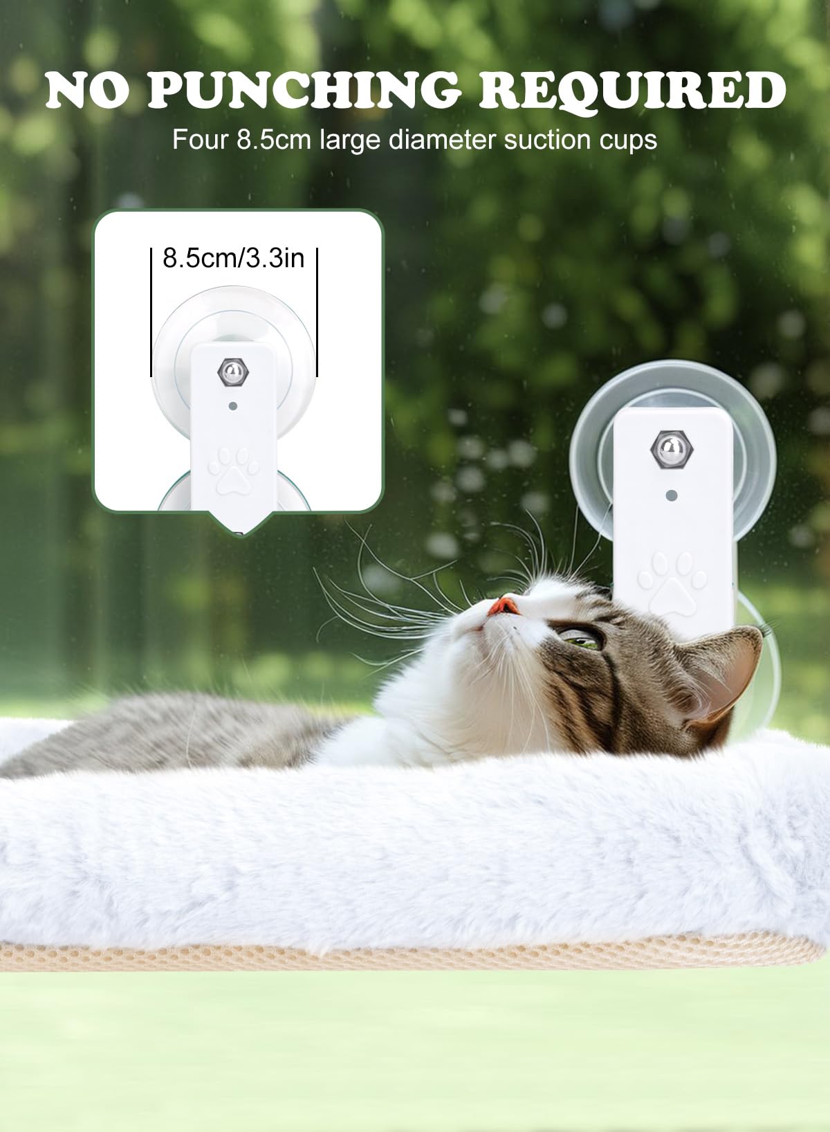 هوماركت سرير ارجوحة للقطط قابل للطي بدون اسلاك مع 4 اكواب شفط قوية واطار معدني صلب مخملي ناعم (نوع ايه، 30 × 52 سم)