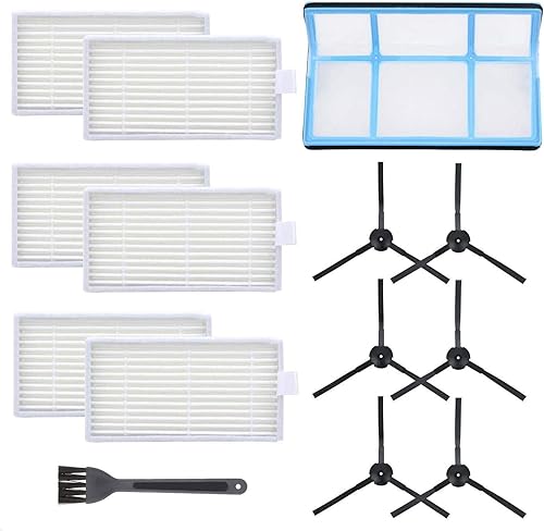 Kit de filtro de vacío de repuesto para aspiradora robótica ILIFE V3 V3S V5 V5s, Pro Robot Aspirador 6 Filtros y 6 Cepillos Laterales y 1 Filtro