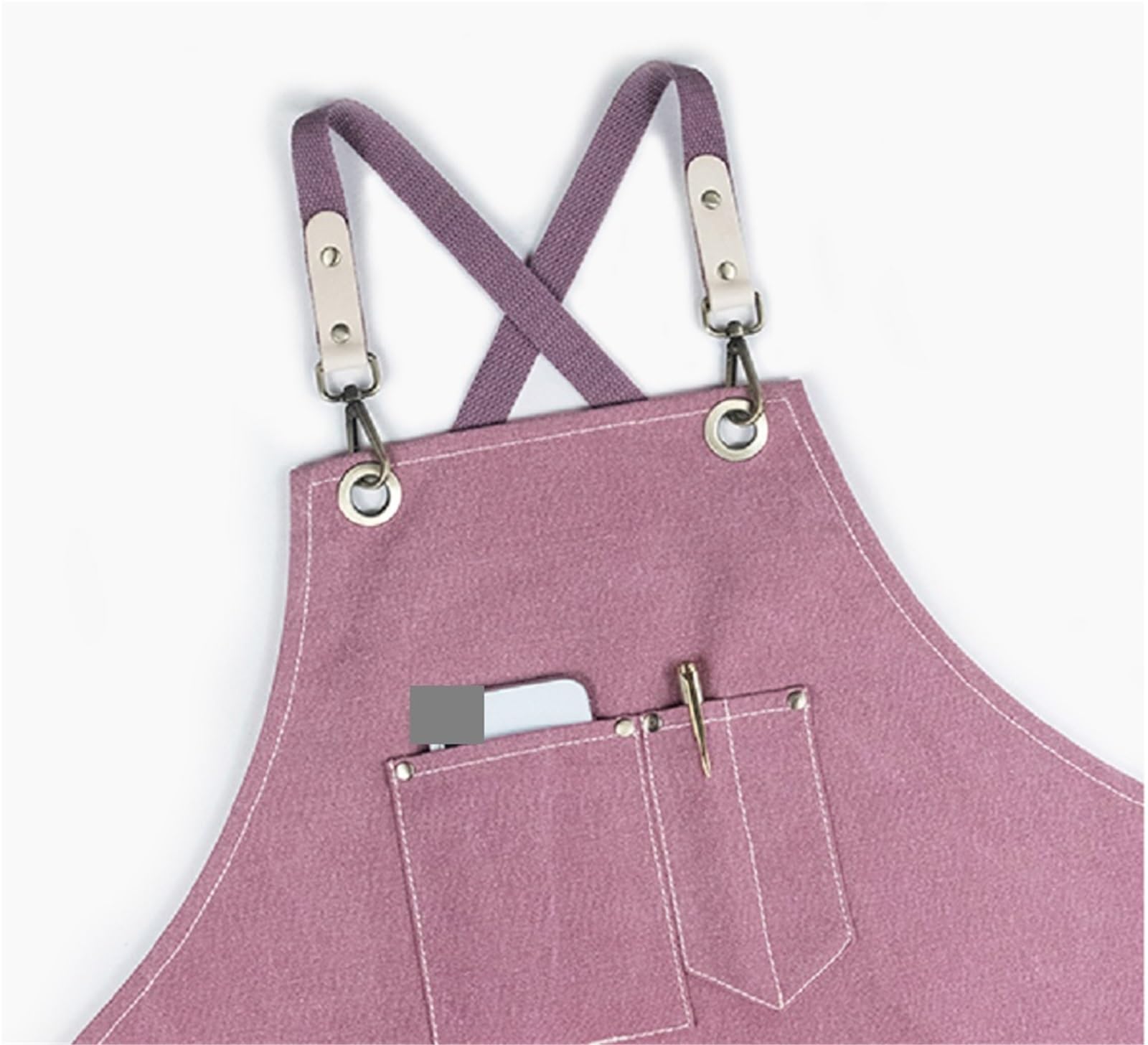 Delantal de cocina unisex con pechera lona ajustable for hombre y mujer, bolsillos for herramientas para Soldadura, Herrero