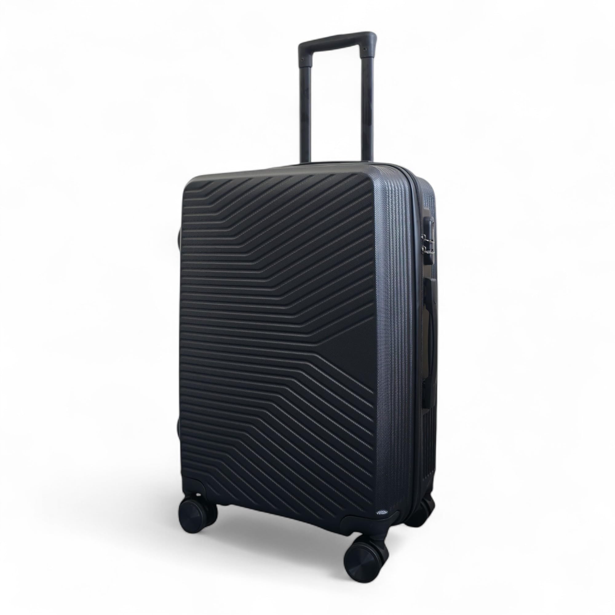 Infinity Zestawy bagażowe twarda skorupa lekki wózek ABS walizka podróżna kabina torby wakacyjne walizka, Czarny, M(67cm 60L), Walizka