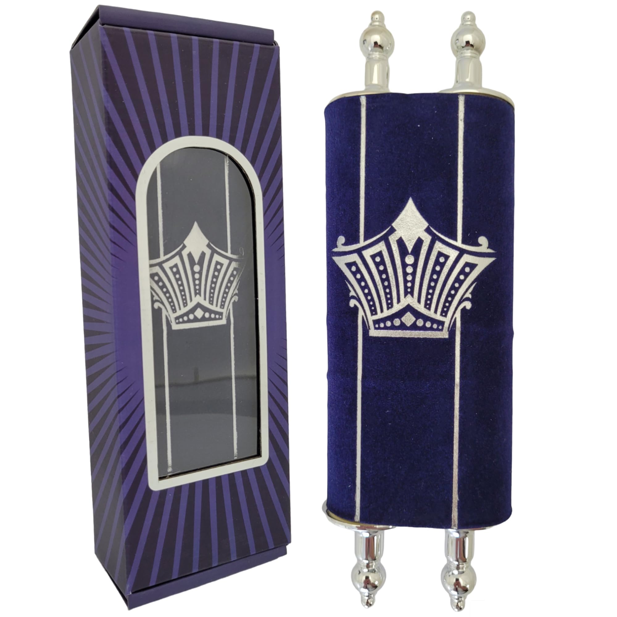 Kleine Hebräische Tora-Rolle - Jüdisches Schriftstück Mit Samteinband