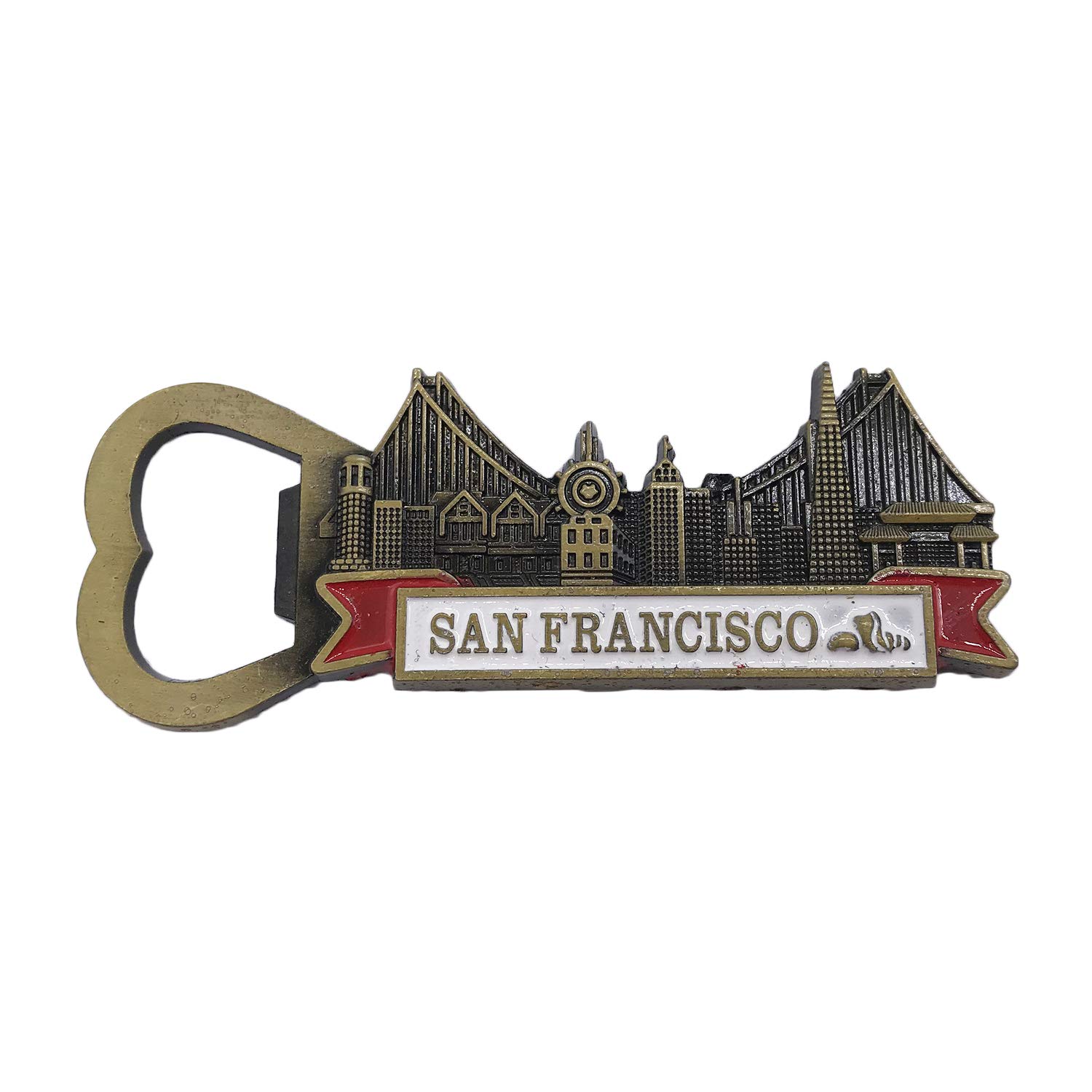 Wedarego San Francisco1 3D San Francisco Usa Refrigerator Fridge Magnet Bottle Opener Tourist Souvenirs Handmade Metal Craft Magnetic Stickers Home Kitchen Decoration Travel Gift