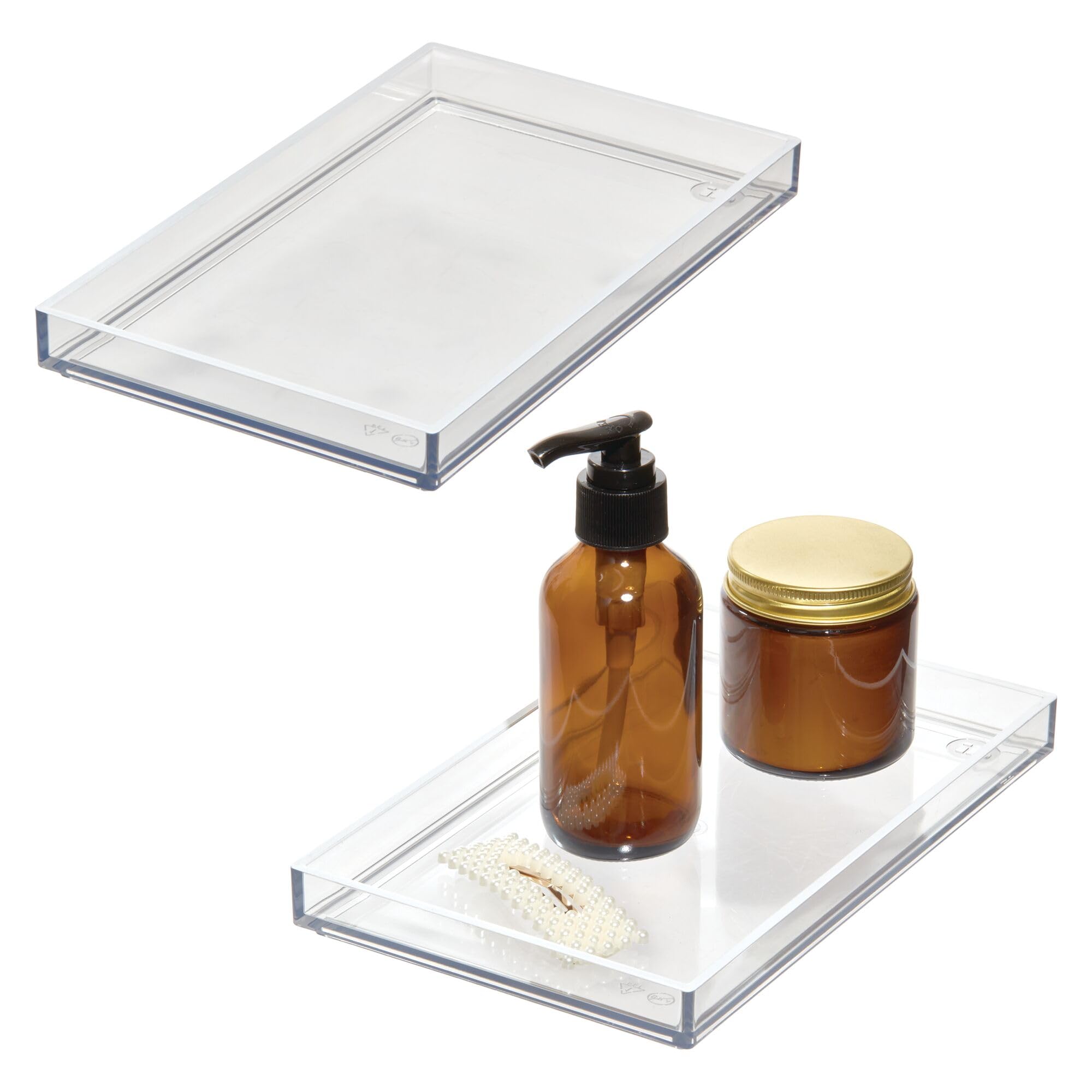 iDesign Vanity Bathroom Organization and Storage-Set of 2-Clear Tray