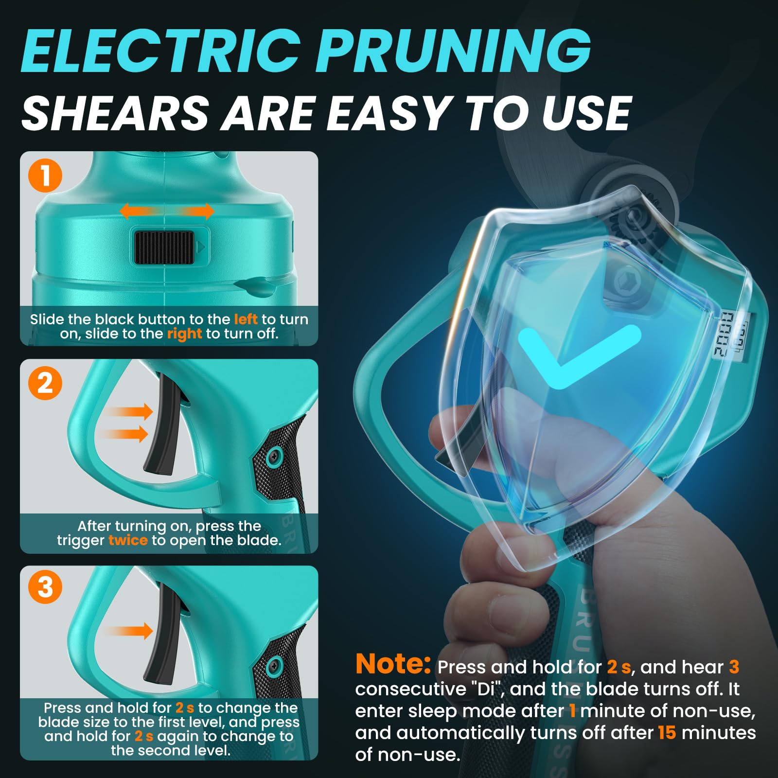 Tijeras de Podar Electricas,50mm Tijeras de Podar Bateria para Makita con 2 Baterías 2000mAh, Pantalla LCD, 900W Motor Sin Escobillas Silencioso,Profesional Tijera de Podar para Ramas,Arbustos,Troncos