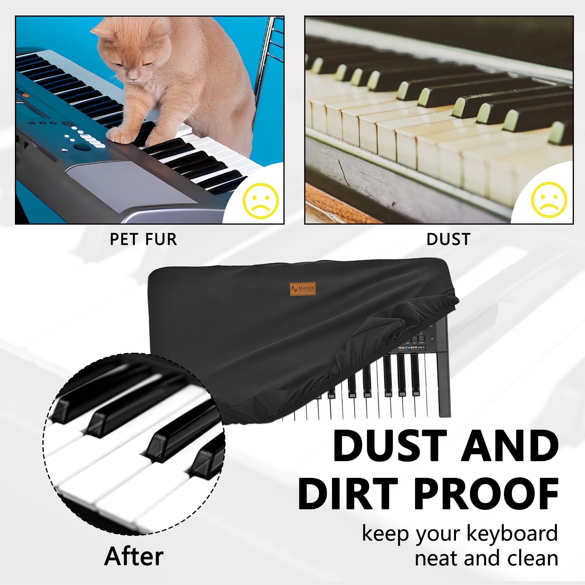 Musiin Tastatur-Synthesizer-Staubschutz, kompatibel mit Korg Modwave MK2, Moog Messenger KingKorg NEO, Opsix MK II, Wavestate MK2, Chinlon, kratz- und staubdicht, Soft-Touch- und passgenaues Design