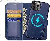 Vista 14 de OCASE Funda tipo cartera desmontable para iPhone 12 y iPhone 12 Pro con tarjetero [2 en 1] Funda de piel sintética con soporte de bloqueo RFID