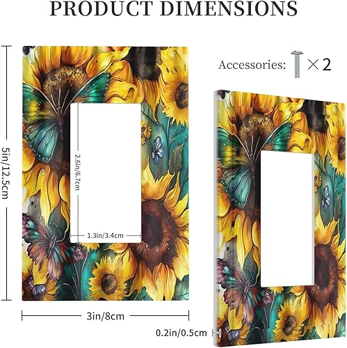 Miniatura 5 de Cubierta de salida de interruptor de luz de 1 cuadrilla, diseño de mariposa verde y verde azulado, girasol, verde, turquesa, amarillo, floral, Gfci,