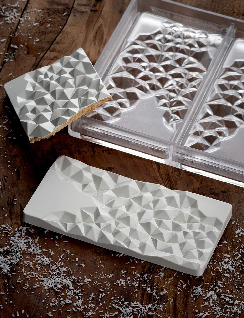Pavoni Fragment by Vincent Vallée Chocolate-Bar/Candy-Bar Mold with 3 Cavities, Each 155mm x 77mm x 10mm High