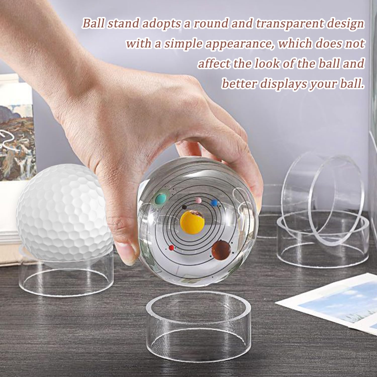 18 Pièces Support Balle Ronde Baseball, Support de Balle en Acrylique Clair, Supports de Baseball Ronds en Plastique, pour Balle de Cristal, Balle de Golf, Baseball, Balles de Tennis, Billes