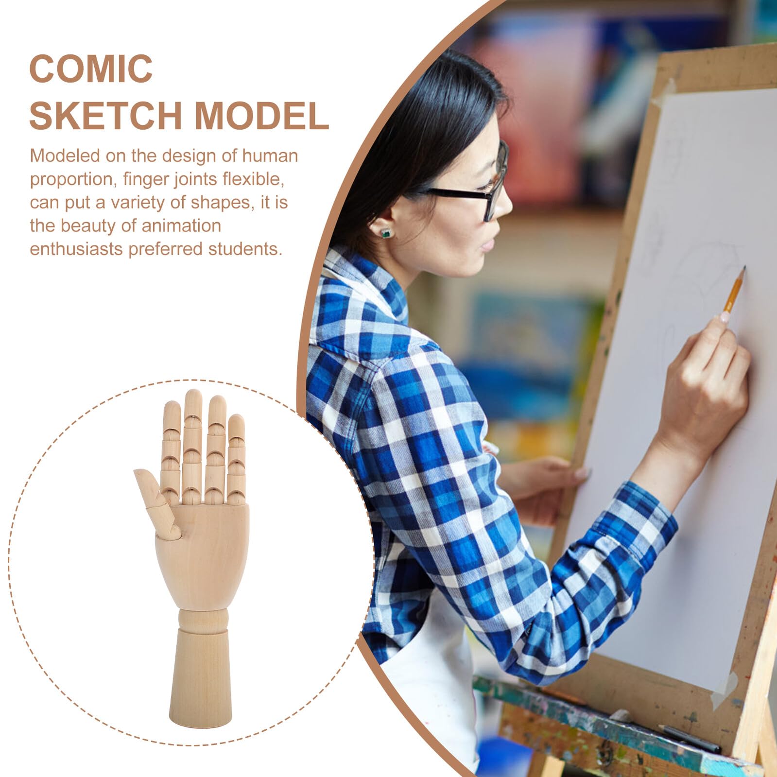 Healeved Holzhandmodell 30cm mit Flexiblen Gelenken Bewegliche Finger Zeichenhand für Comic Skizzen und Künstlerbedarf