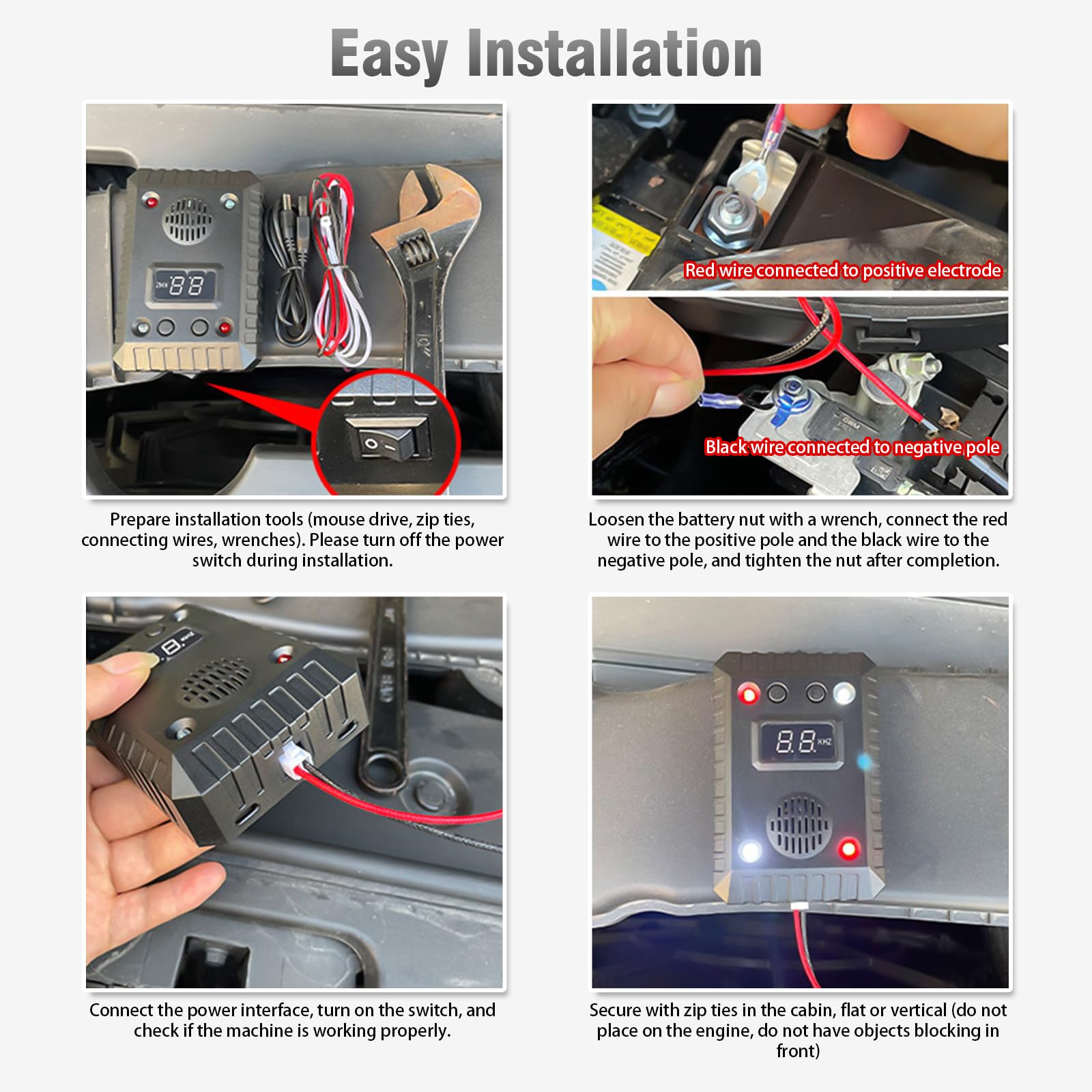 Marderschreck Auto, Ultraschall Marderabwehr, Betrieb mit 12v Autobatterie, USB Oder 3 Aa-Batterien, Intelligent Und Automatisch, Marderwarner für Auto, Gärten Und Dachböden(schwarz)
