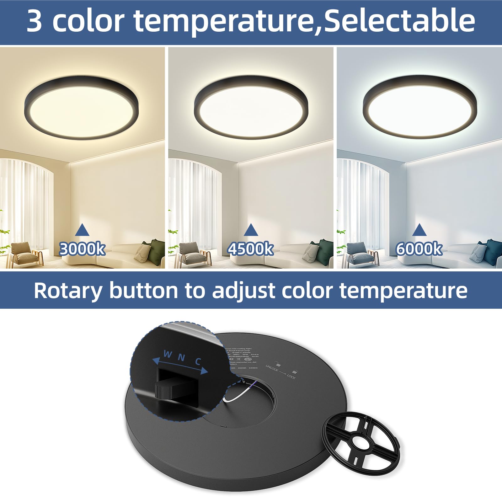 Kit De 6 Lámparas LED De Techo Superpuestas De 24 W 3000 K - G-light