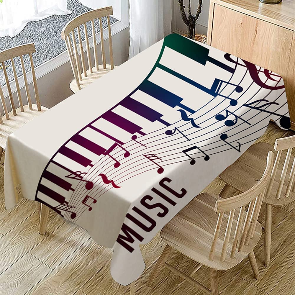 Nappe en coton et lin au motif piano élégant pour sublimer votre table de cuisine