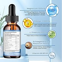 Vista 3 de Triple Magnesium Complex Liquid Drops, 1300mg Magnesium Glycinate, Taurate & Citrate with Omega3, L-Theanine, Ashwagandha, Potassium, D3, B6, B12