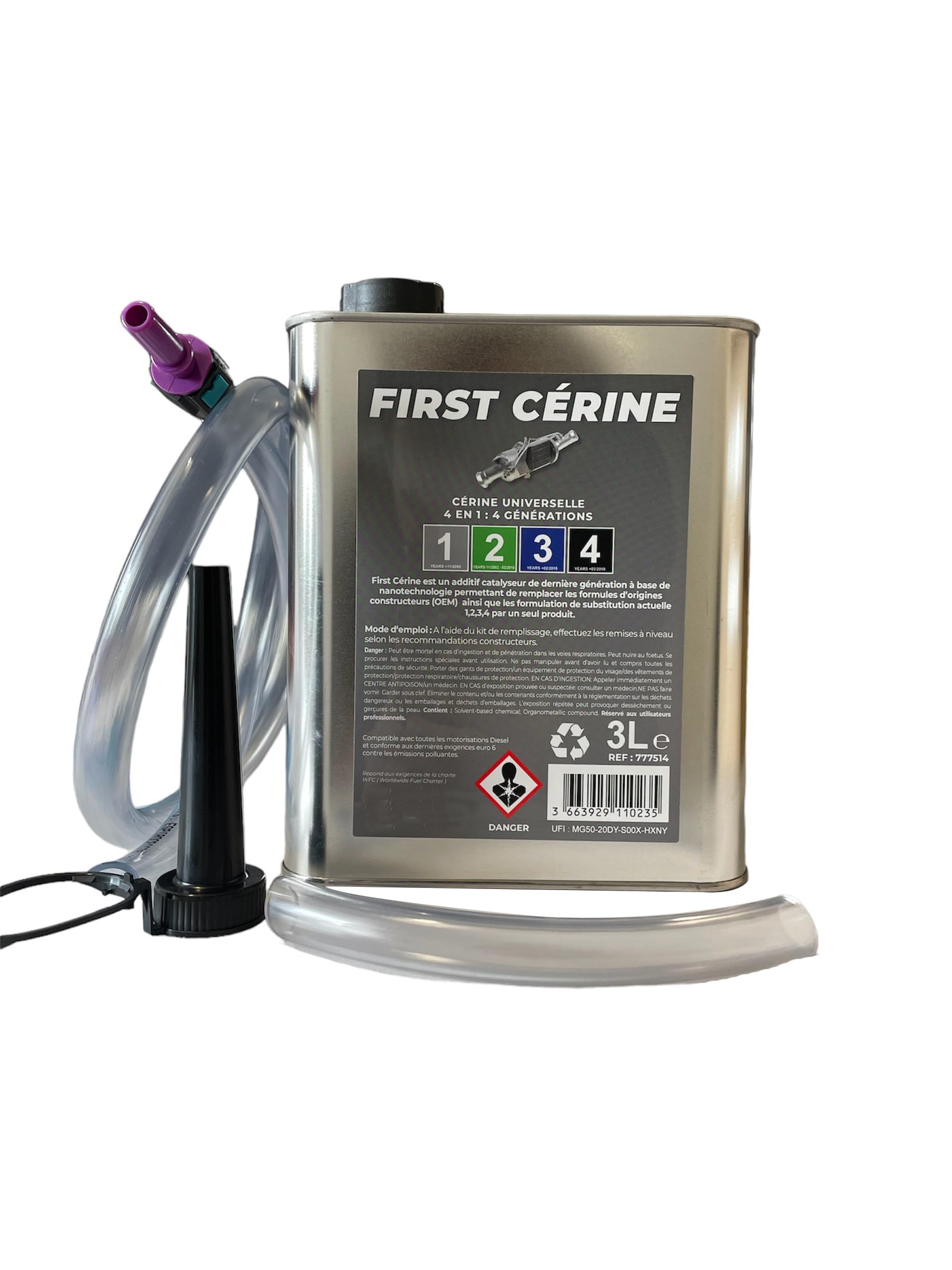 Additif Cérine Universelle 3 Litres pour FAP DPF Filtre à Particules compatible avec Tous Véhicules Diesel