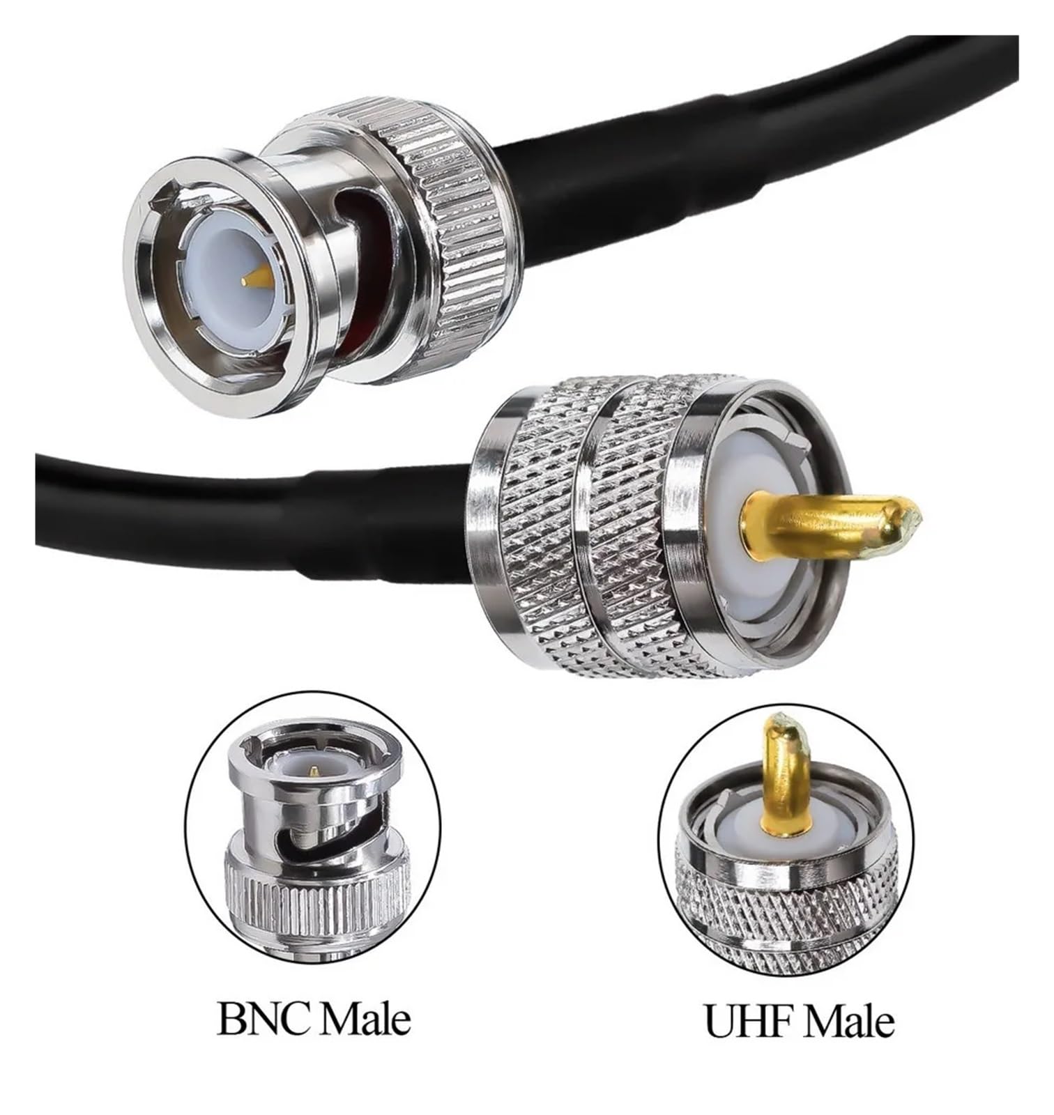 Kabel koncentryczny RG58, wtyk męski BNC do przedłużacza PL259 SO239 o niskich stratach i pigtailu 30 cm-5 m(13.2ft (4M))