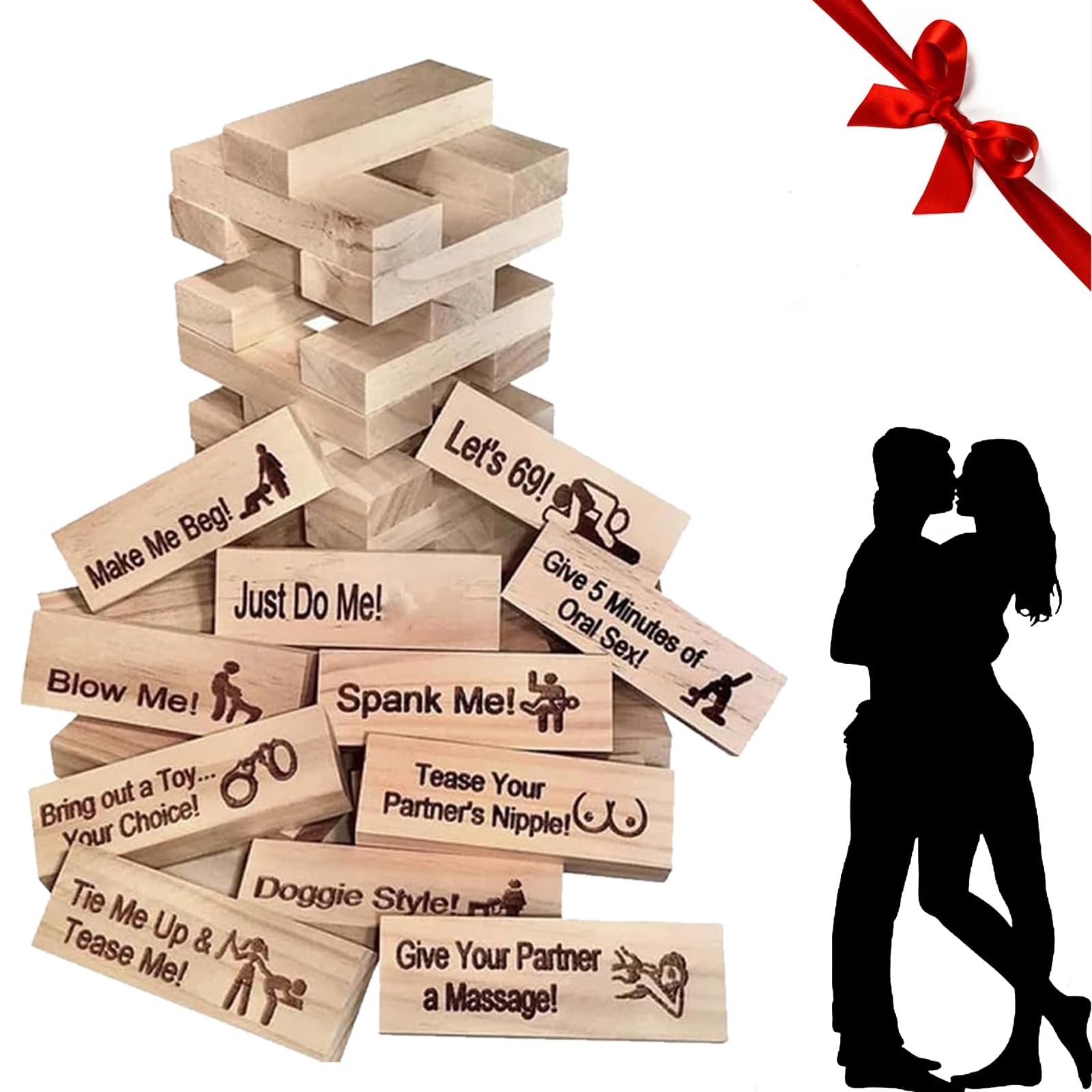 Gioco in Legno Tumble Tower per Bambini e Adulti – Gioco da Tavolo Divertente e Veloce per una Serata in Famiglia, Sfida di Abbinamento con Blocchi da Costruzione per Giochi da Festa