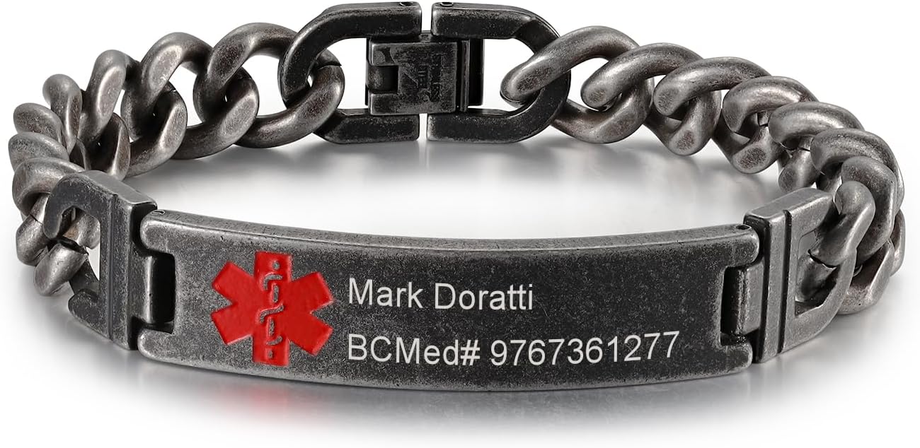 Custom Medical Alert Bracelet Personalized Emergency Medical ID Bracelet Free Engraving Alert ID Bracelets for Men Women