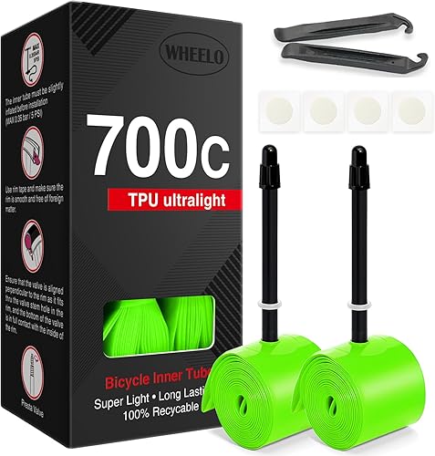 Tubo interior de bicicleta TPU 700C × 18-32C: tubo ligero para bicicleta de carretera con válvulas Presta de 1.772 in/2.559 in/3.346 in (incluye kit