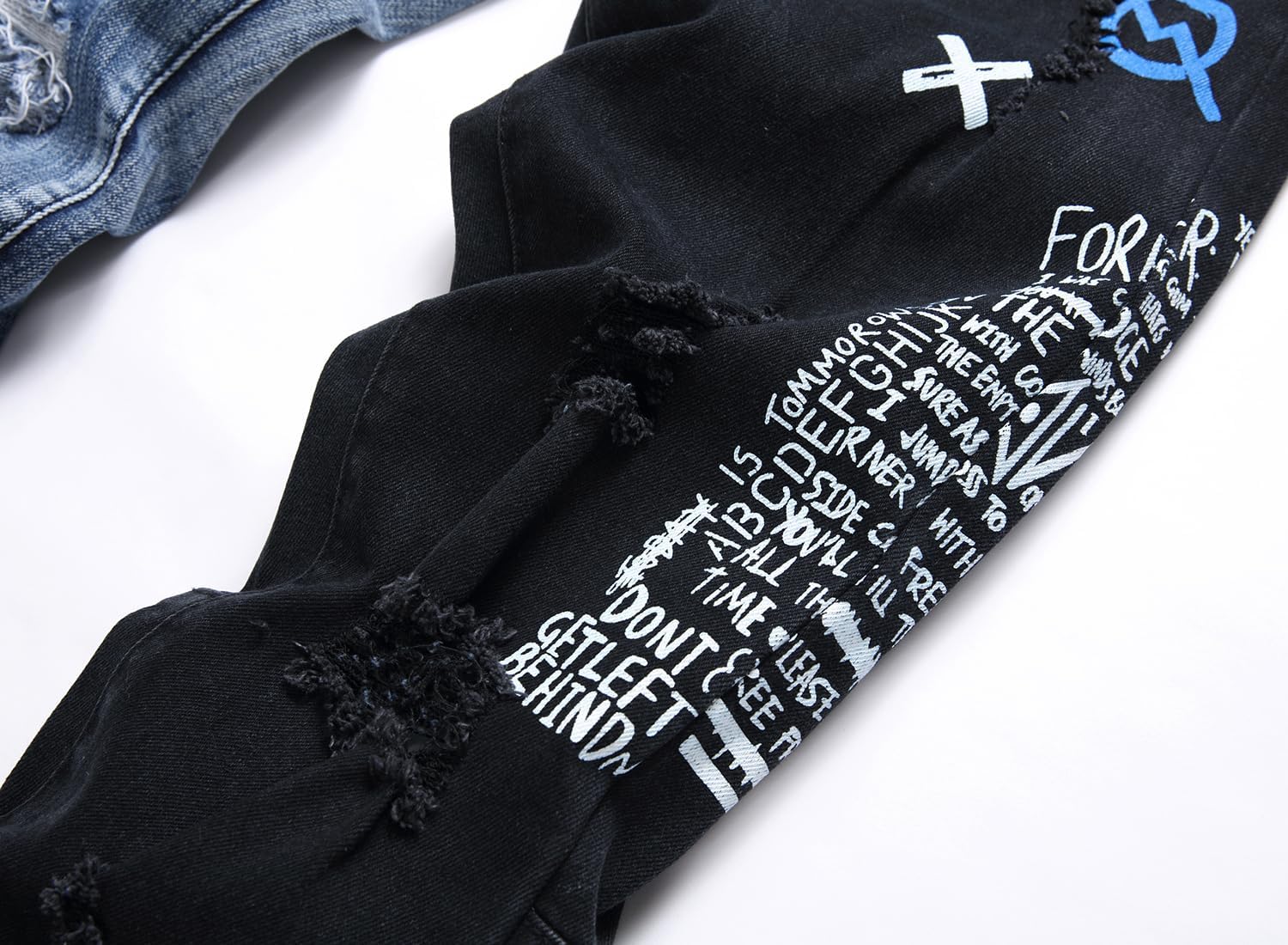 Baylvn Men's Designer Straight Slim Fit Patchwork Jeans Comfort Skinny Biker Denim Pants - Image 5