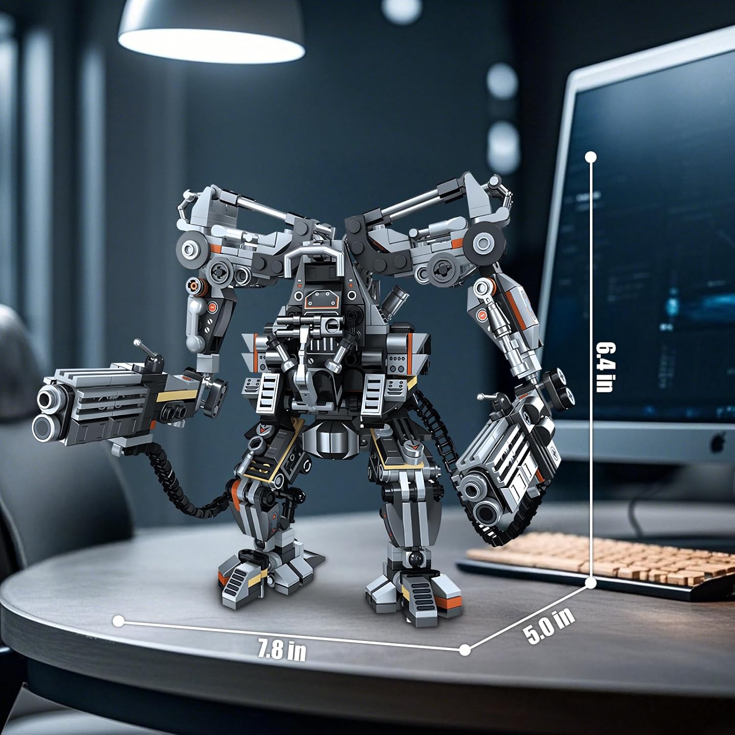 HIGH GODO Black Empire Mech Building Blocks Set for Adults, Motorized Robot Building Toy with Multiple Weapons, Combat Armor Style Warrior Collectible Gifts for Fans Man Teens Ages 14+ (684 Pieces)