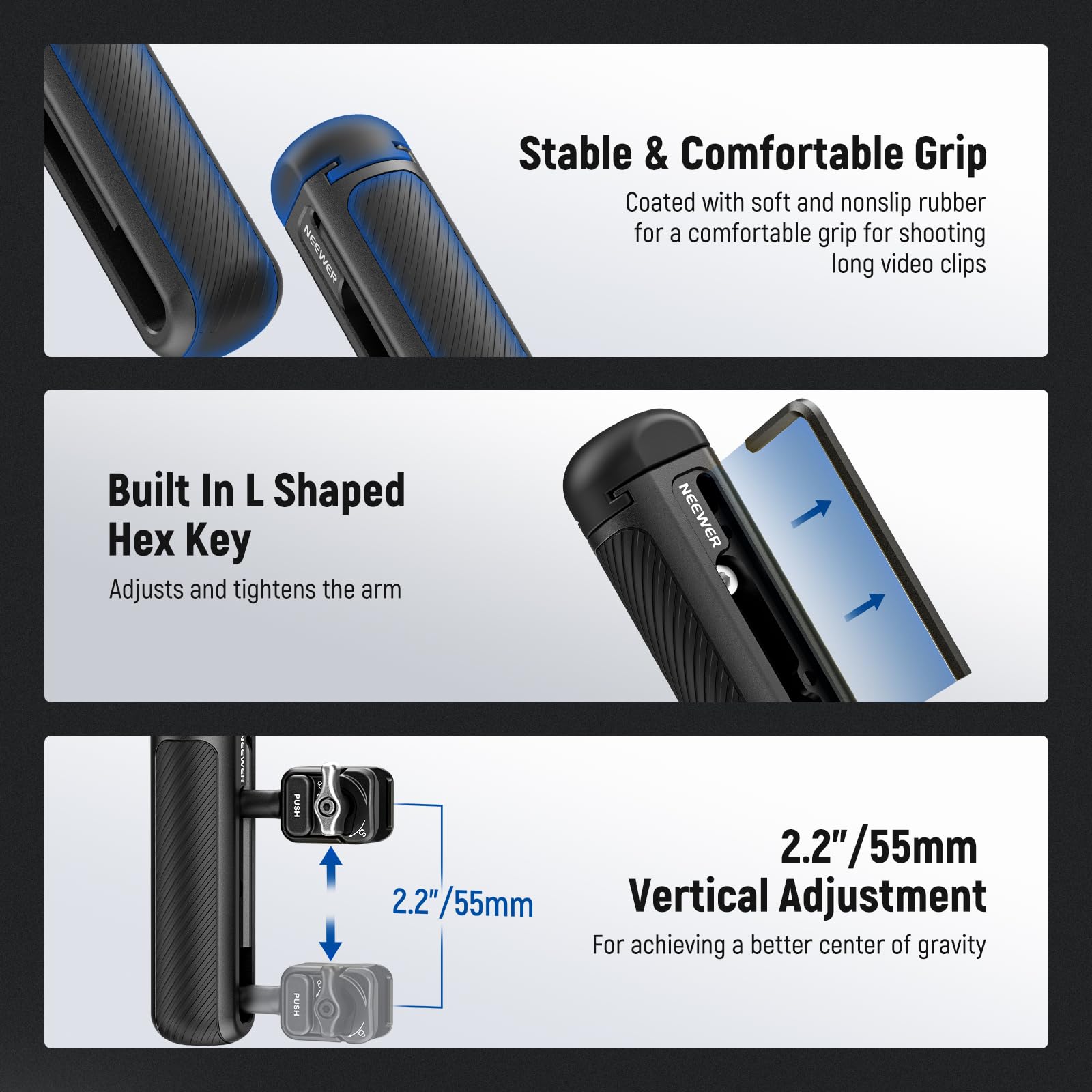 NEEWER Uchwyt boczny do szybkiego zwalniania tylko do klatek na telefon 2. generacji PA043 PA044 do iPhone 15 Pro Max/15 Pro, PA042 do Samsung S24 Ultra, z zakrytą zimną stopką, pinem zapobiegającym