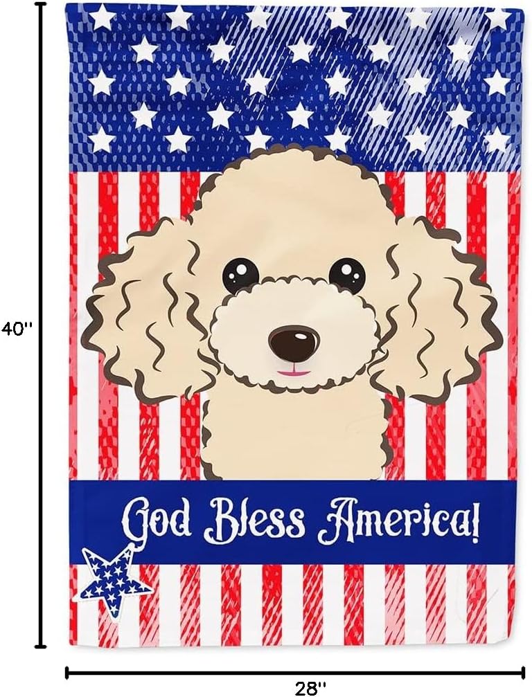 Caroline's Treasures BB2188CHF American Flag and Buff Poodle House Flag Large Porch Sleeve Pole Decorative Outside Yard Banner Artwork Wall Hanging, Polyester, House Size, Multicolor