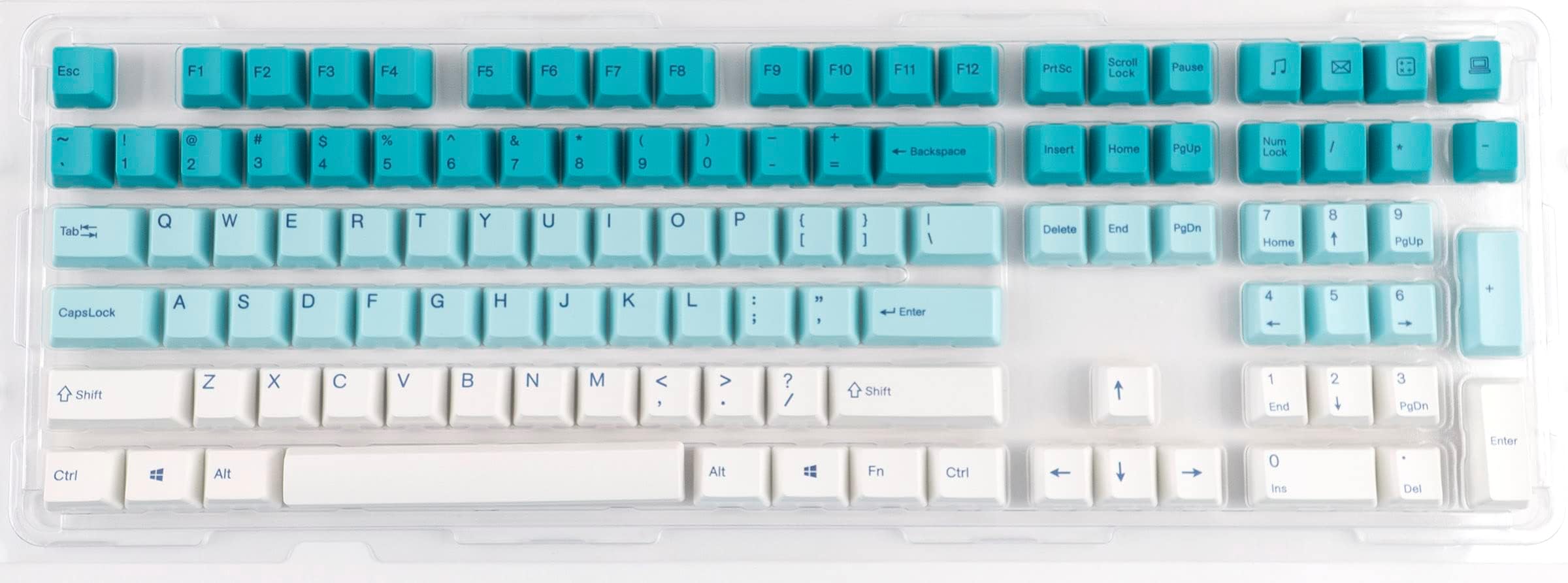 Varmilo 108-Key Dye Sub PBT Keycap Set - Teal and White