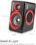 Recacazr Computer Speakers With Surround Subwoofer Heavy Bass USB Wired Powered Multimedia Speaker for PC/Laptops/Smart Phone-Red
